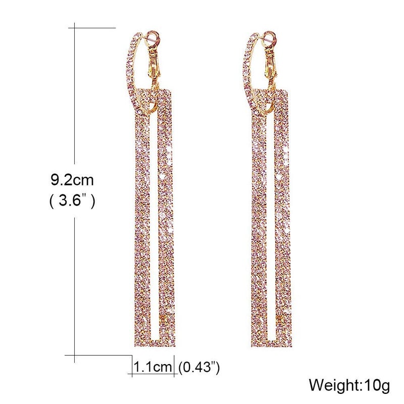 QJLE Rhinestone Long Rose Gold Earrings Dangle Drop Earrings for Women Hypoallergenic Dainty Cute Dangling Earings for Women Trendy Jewelry - Image 5